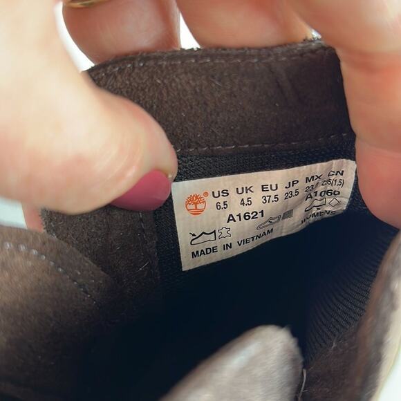 Timberland ankle booties women’s size 6.5 brown leather suede stacked heel - Picture 8 of 9